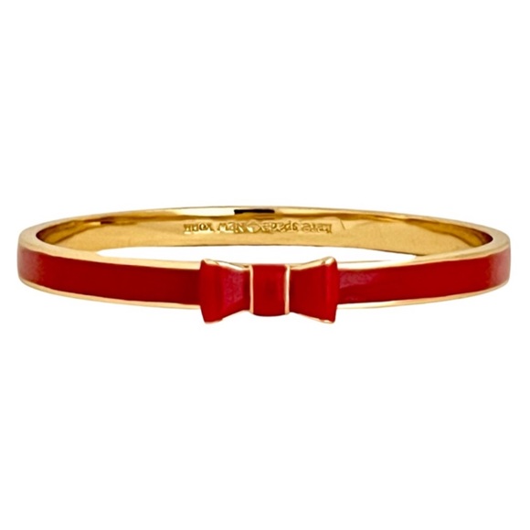 KATE SPADE • Red Take a Bow Bangle Stacking Layering Gold Bracelet - Picture 1 of 4